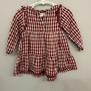Zara Girls Red Gingham Dress size 9-12 months